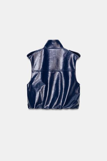 LEATHER EFFECT WAISTCOAT WITH TABS - Blue by Zara - Image 5