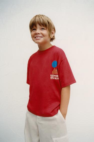 T-SHIRT IMPRIMÉ - Rouge de Zara