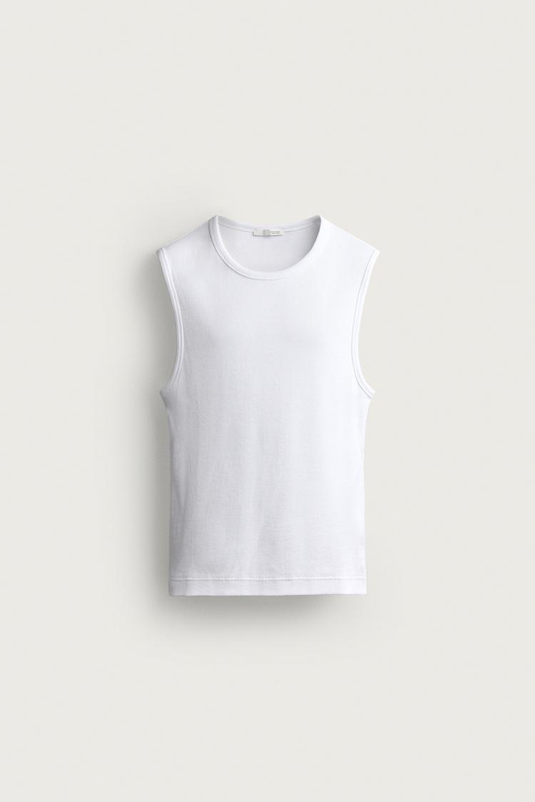 RIBBED HIGH NECK TANK TOP