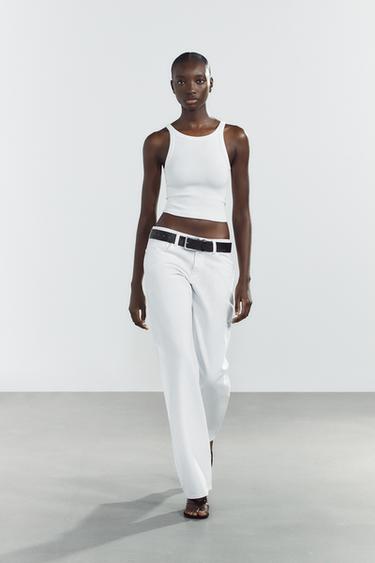 Zara RIB CROP TOP - White