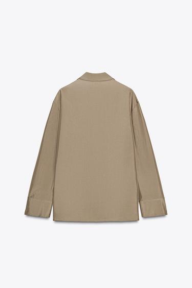 ZW COLLECTION SILK SHIRT WITH POCKET - Caramel by Zara - Image 5