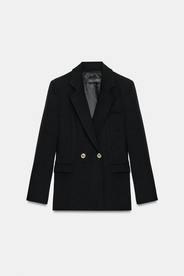 BLAZER CRUZADO BOTÕES - Preto da Zara