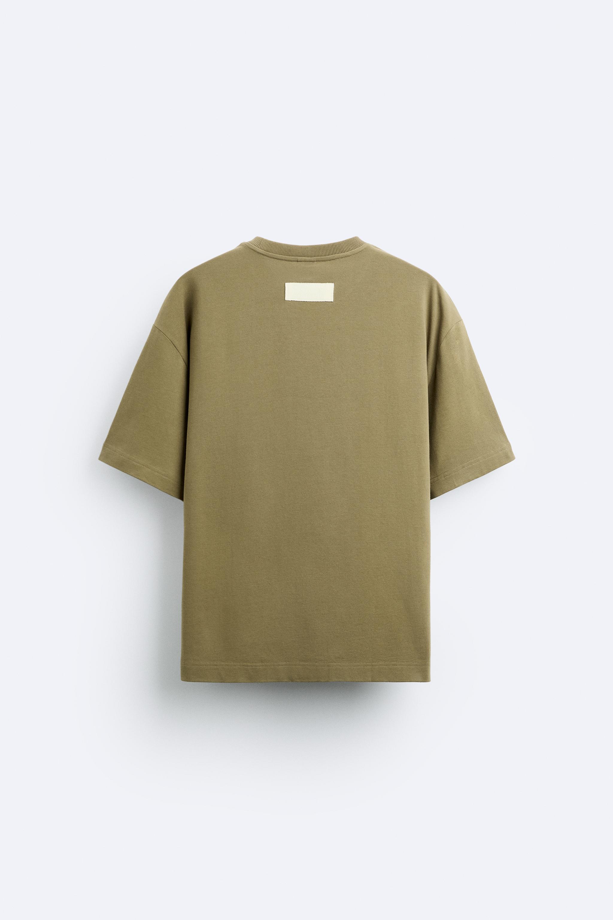 EMBROIDERED SLOGAN T-SHIRT - Dark khaki | ZARA Australia