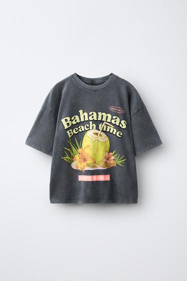 CAMISETA ESTAMPADO BAHAMAS - Gris antracita de Zara - Imagen 0
