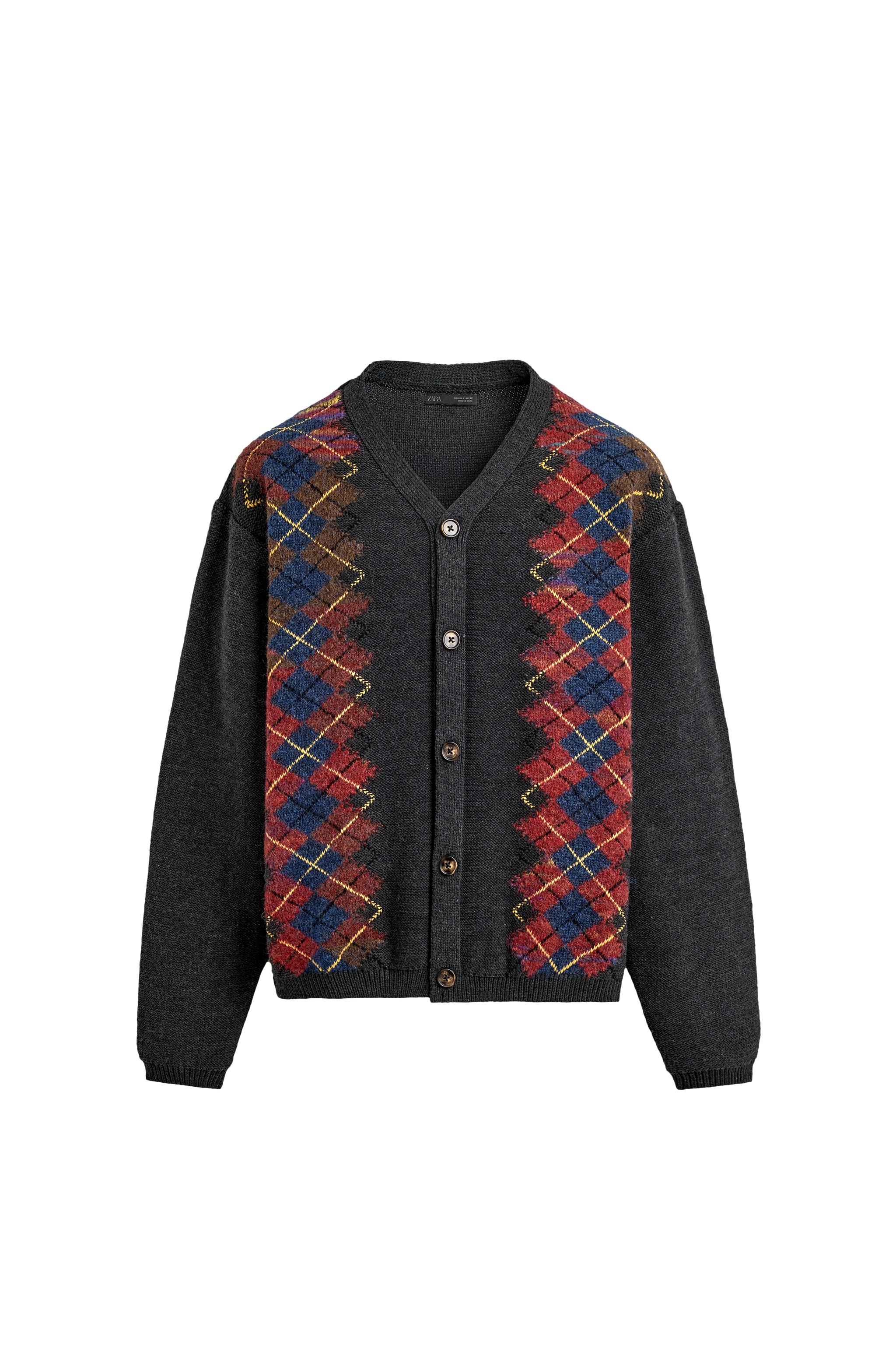 CARDIGAN JACQUARD LOSANGOS - Gris Antracita | ZARA Brasil