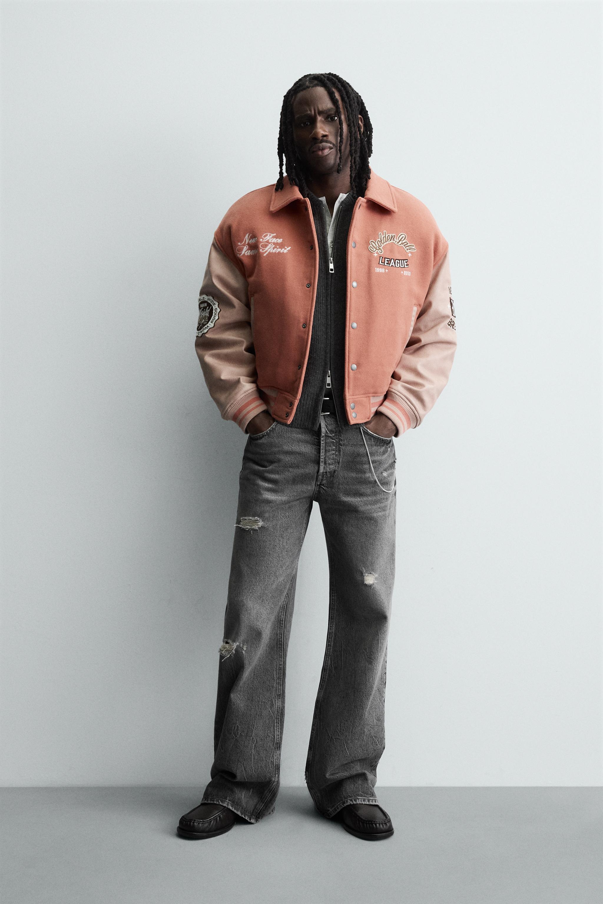 JAQUETA BOMBER ACOLCHOADA COM APLIQUES - Rosa-pastel | ZARA Brasil