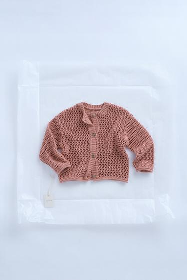 TIMELESZ - GILET EN MAILLE COTON LIN - Rose moyen de Zara - Image 0
