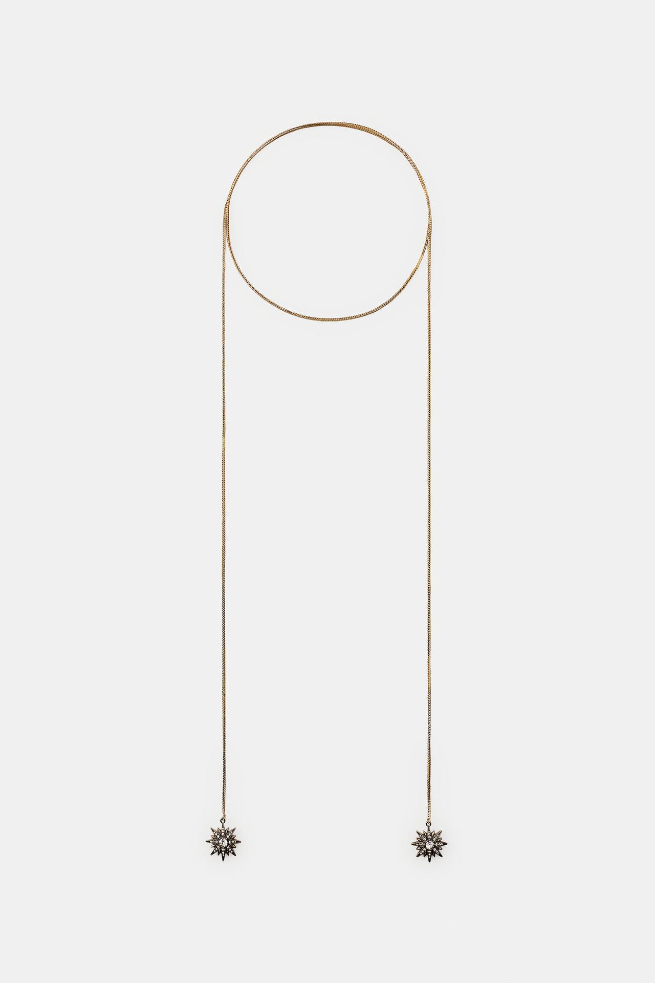LONG CHAIN STAR NECKLACE — Golden
