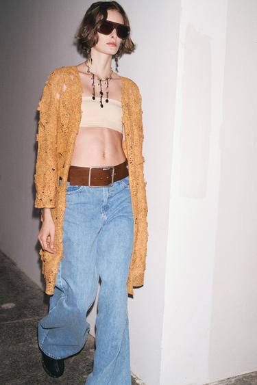 ОТКРЫТОЕ ПАЛЬТО ИЗ МАКРАМЕ — МЯГКИЙ ОРАНЖЕВЫЙ от Zara