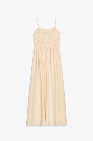 FLOWING MIDI DRESS WITH ELASTICATED DETAIL - Ecru by Zara - Image 5