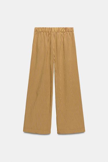 PANTALON À JAMBES LARGES À RAYURES ZW COLLECTION - Jaune de Zara - Image 3