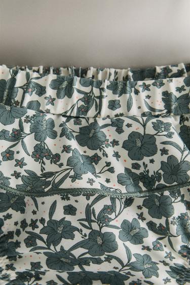 CHILDREN'S TROPICAL FLORAL RUFFLED BEACH BIKINI BOTTOMS - Ecru / Green by Zara - Image 2
