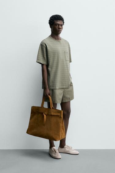WASHED STRIPED T-SHIRT WITH POCKET - Beige / Green by Zara - Image 3