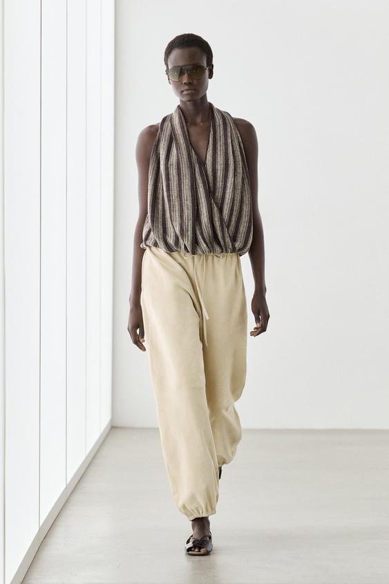 Surplice top with striped detail from Zara - $130