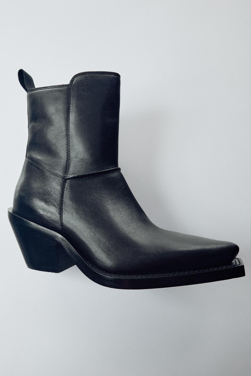 LEATHER COWBOY ANKLE BOOTS