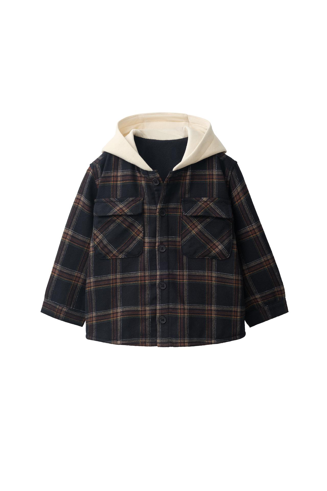 FLEECE HOODIE CHECKS OVERSHIRT