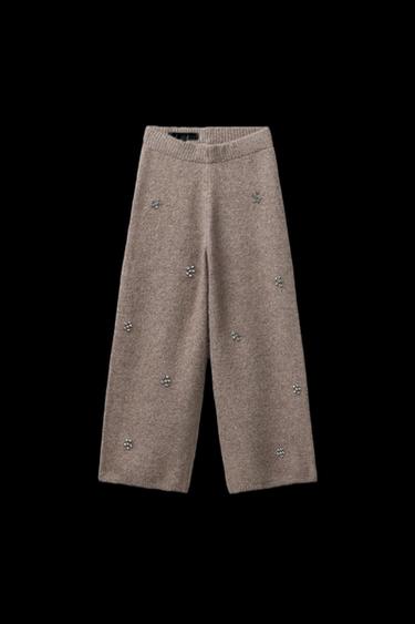 STRICK-CULOTTE MIT GLITZERDETAILS - Braun / Braungrau von Zara - Bild 0