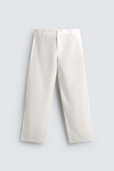 FLOWING TROUSERS WITH SIDE PLEATS - Oyster-white by Zara