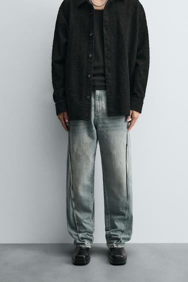 BAGGY FIT JEANS WITH SEAMS - Blue / Green by Zara