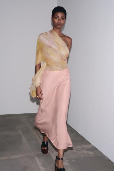 Zara ZW COLLECTION LONG SKIRT - Pink