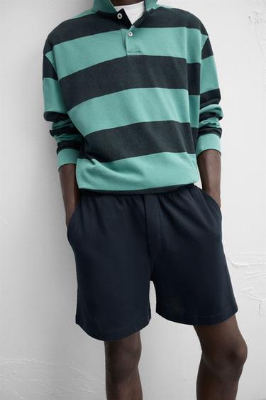 TEXTURED RELAXED FIT BERMUDA SHORTS - Navy blue by Zara - Image 4