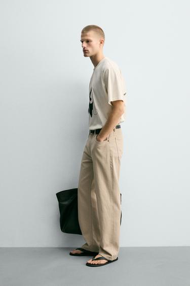 CONTRAST GRAPHIC T-SHIRT - Ecru / Beige by Zara - Image 3