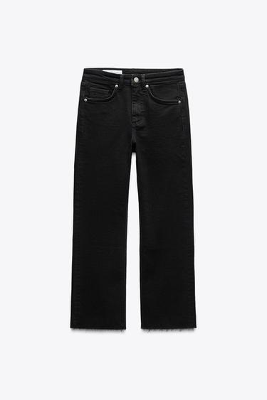 TRF LOW-RISE CROPPED FLARE JEANS - Black by Zara