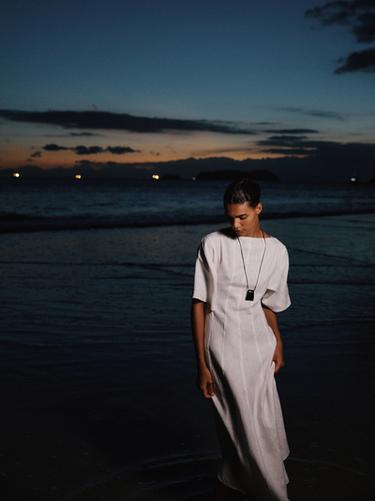 Vestido midi costuras 100% lino - Blanco de Zara - Imagen 0