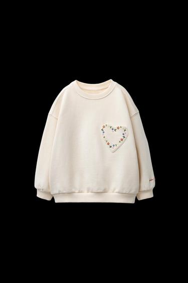 HEART POCKET SWEATSHIRT - Ecru by Zara - Image 0
