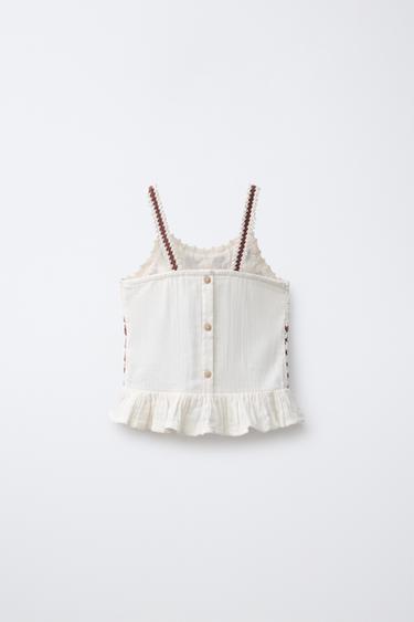COMBINED KNIT CROCHET TOP - Terracotta by Zara - Image 1