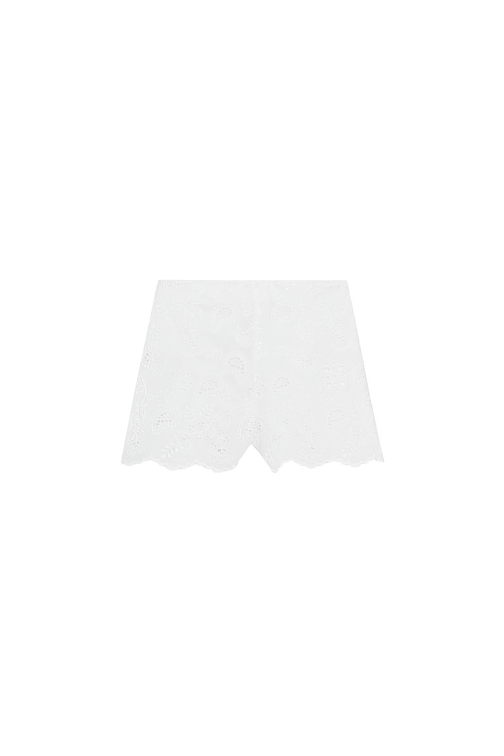 EMBROIDERED EYELET SHORTS