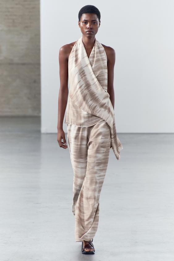 TIE DYE ASYMMETRIC TOP AND PANTS MATCHING SET ZARA United States