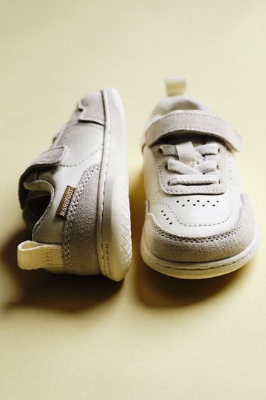 Zara BAREFOOT LEATHER SNEAKERS - White