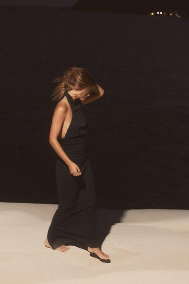 LONG HALTER DRESS WITH OPEN BACK - Black by Zara - Image 4