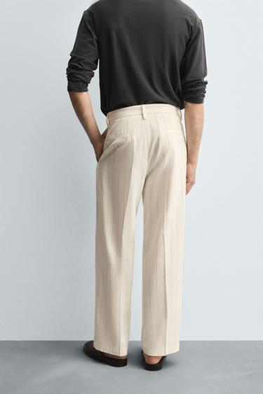 PLEATED STRIPED TROUSERS - Ecru by Zara - Image 2