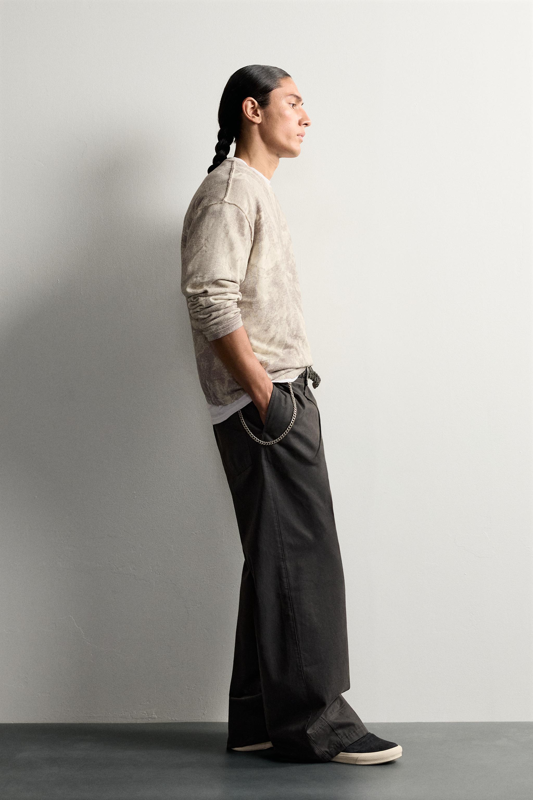 Zara SOYUT DESENLİ RELAXED FIT KAZAK görsel 4