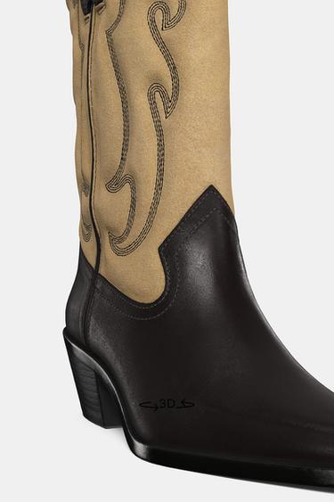 COMBINED LEATHER EMBROIDERED BOOTS - Multicoloured by Zara - Image 3