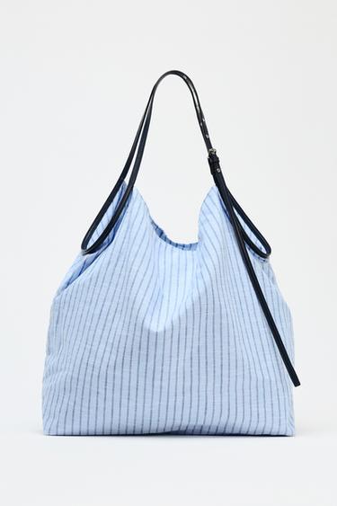 ΤΣΑΝΤΑ SHOPPER ΥΦΑΝΣΗΣ ΡΙΓΕ - Μπλε του Zara