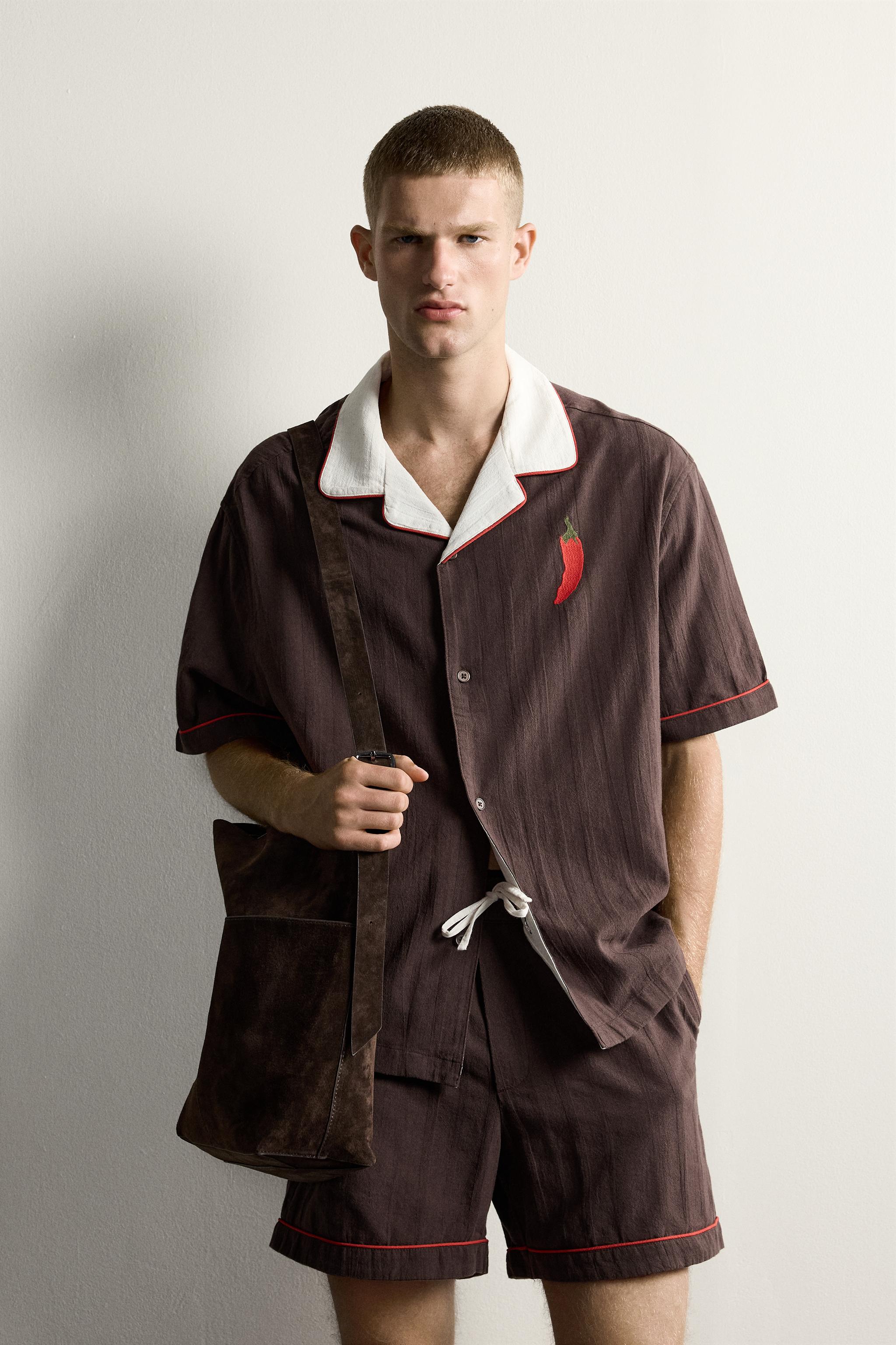 Мужские рубашки Zara CHILI EMBROIDERY RELAXED FIT SHIRT — фото 2