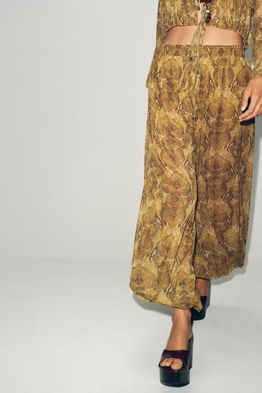 PANTALON BOUFFANT IMPRIMÉ - Verts de Zara - Image 3