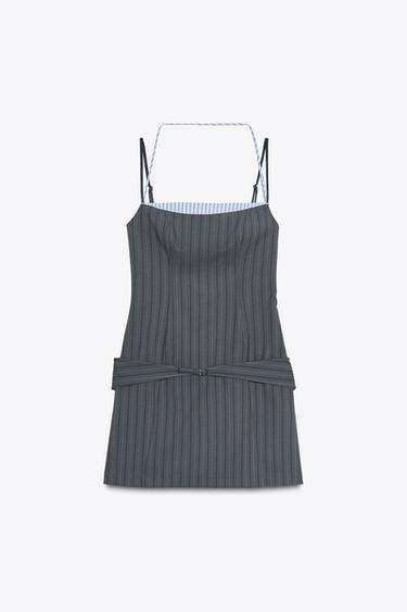 ROBE BIMATIÈRE RAYURE BANQUIER - Bleu / Gris de Zara - Image 6