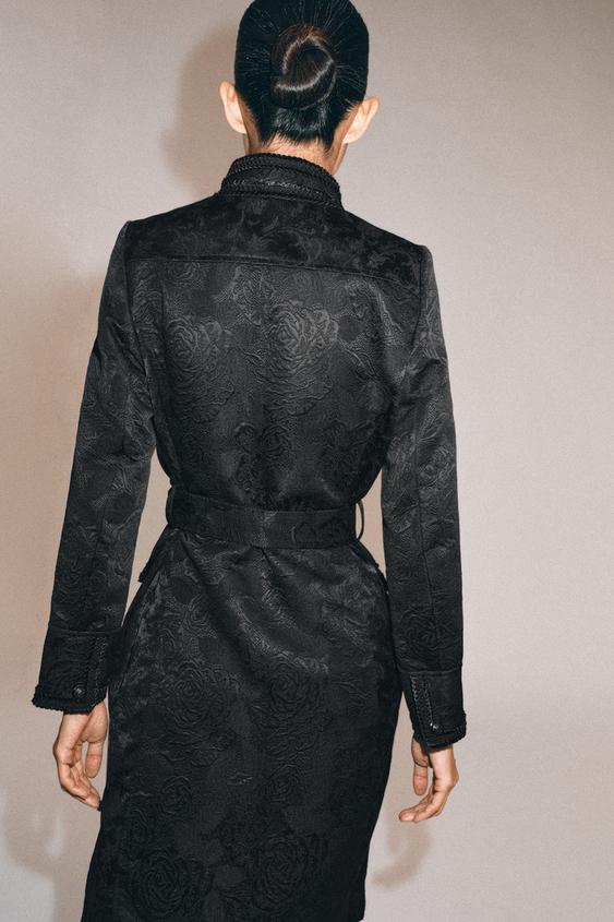 MANTEAU MI-LONG JACQUARD ZW COLLECTION - Noir de Zara - Image 2