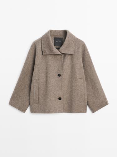 Zara Mid-length wool blend coat with high neck - Brown
