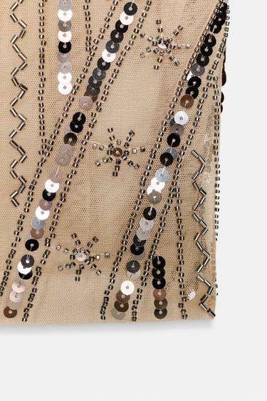 BEADED SEQUIN TULLE TOP - Golden by Zara - Image 6