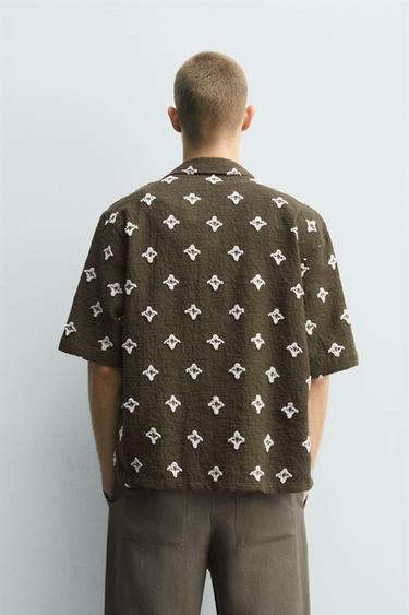 TEXTURED JACQUARD SHIRT - Dark khaki by Zara - Image 2