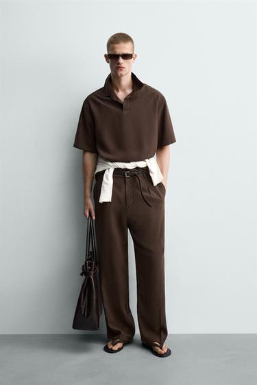 FLIESSENDES POLOHEMD IM RELAXED FIT - Braun von Zara - Bild 0