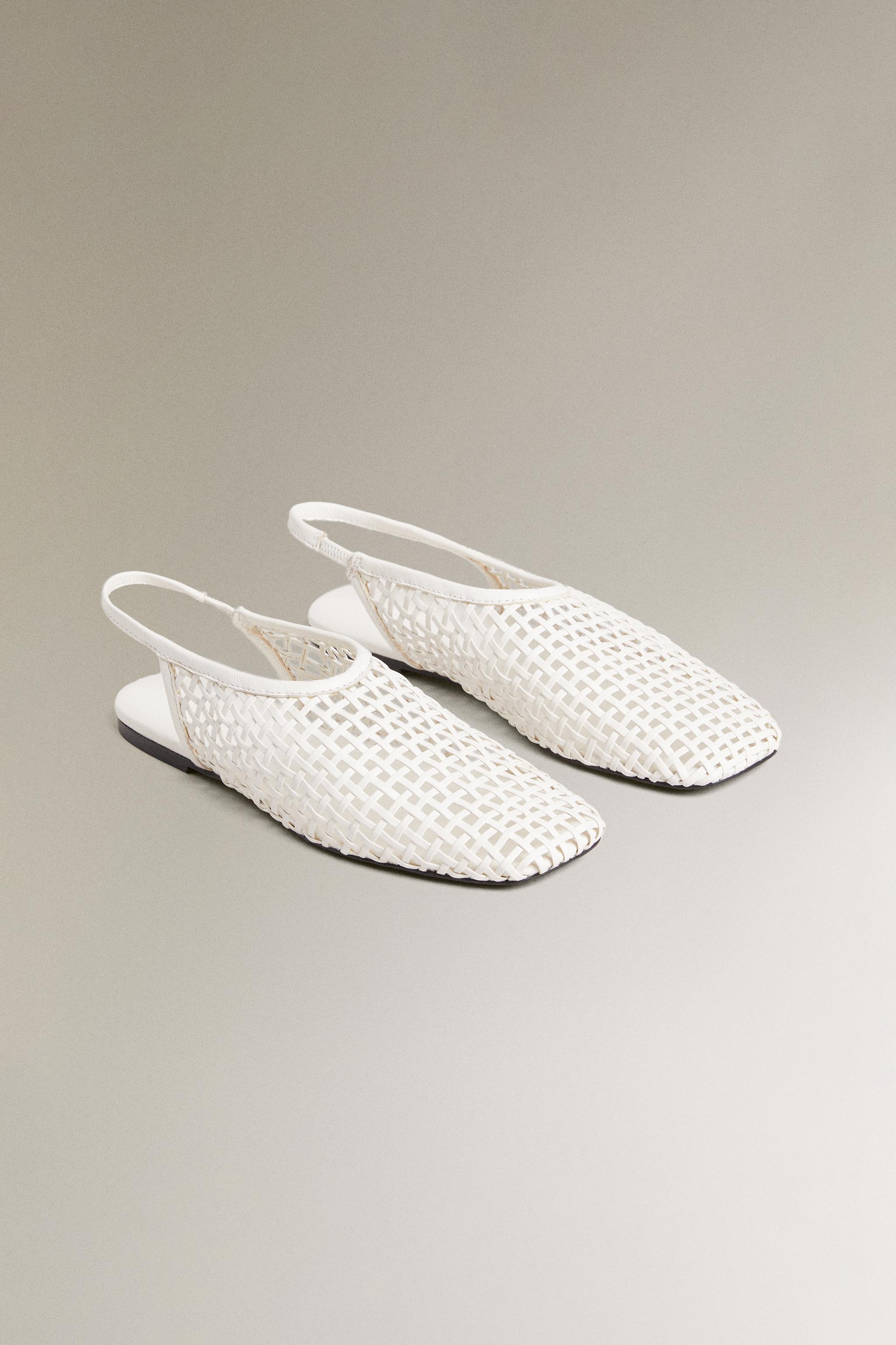 BRAIDED LEATHER SLINGBACK BALLET FLATS