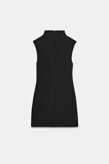 SHORT DRESS WITH TIE AND TOPSTITCHING - Black de Zara - Image 8