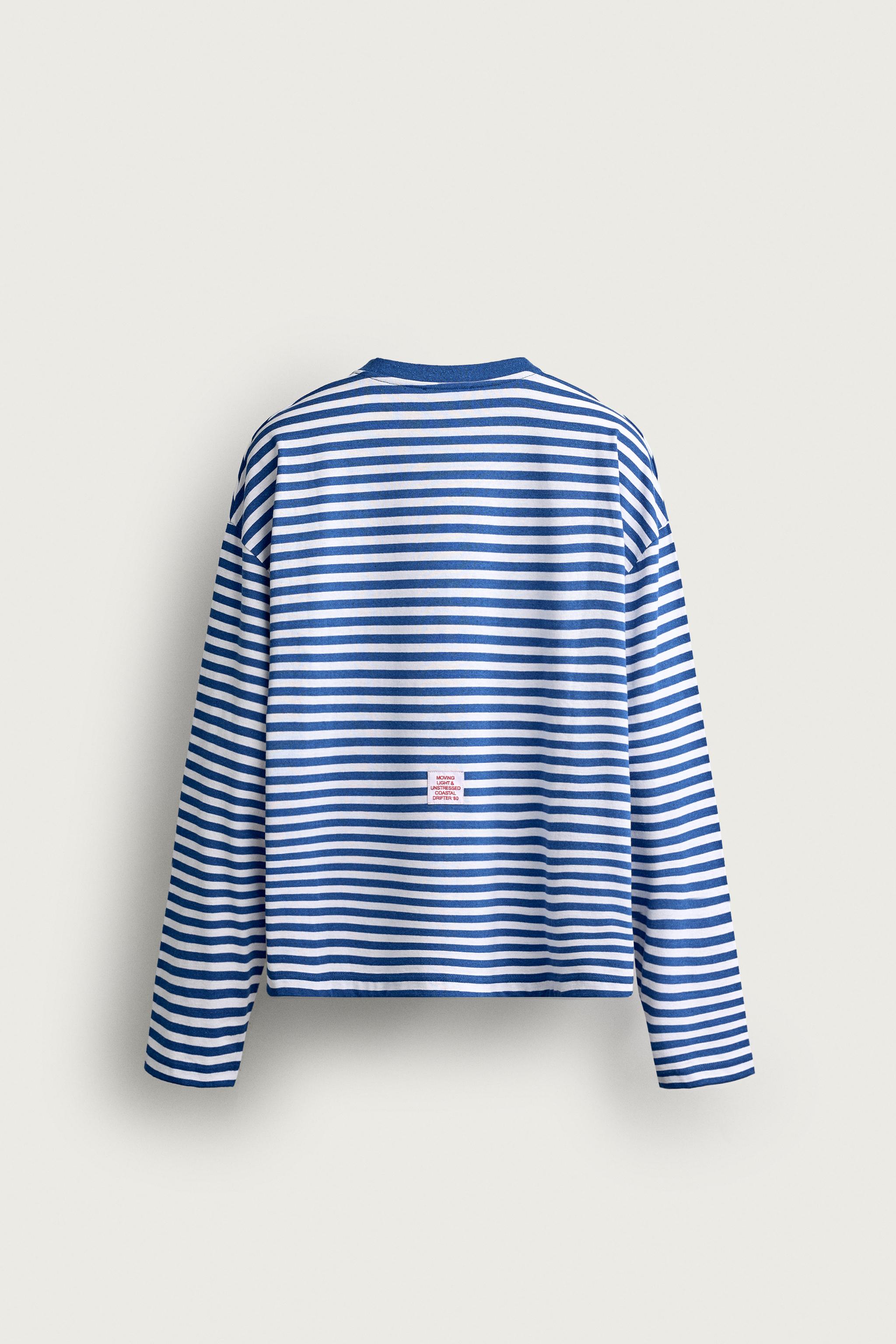 Zara JAKARLI ÇİZGİLİ NAKIŞLI T-SHIRT görsel 8