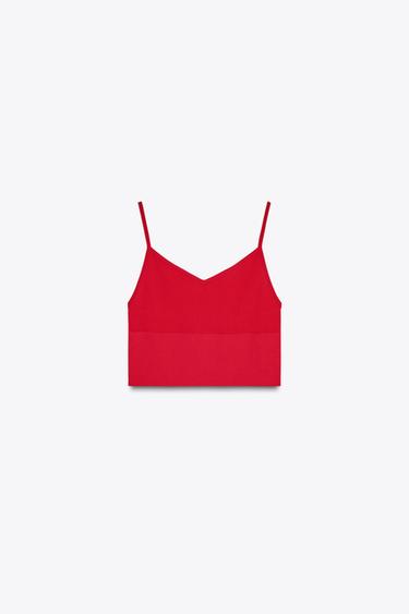 SEAMLESS CROP TOP - Red by Zara - Image 0